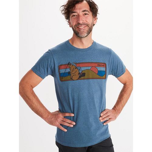 Marmot Hiking Marty Clothes - Mens T-Shirts Blue Grey CA4706812 Canada